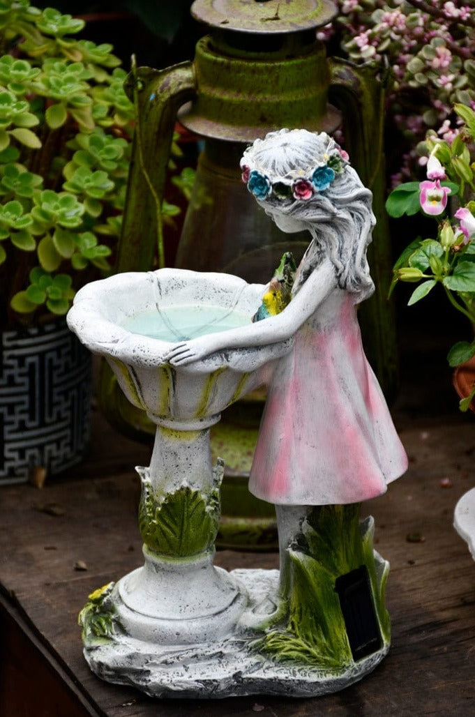 Garten Fee - Statue mit Solarstrom | Blumen Garten Dekoration