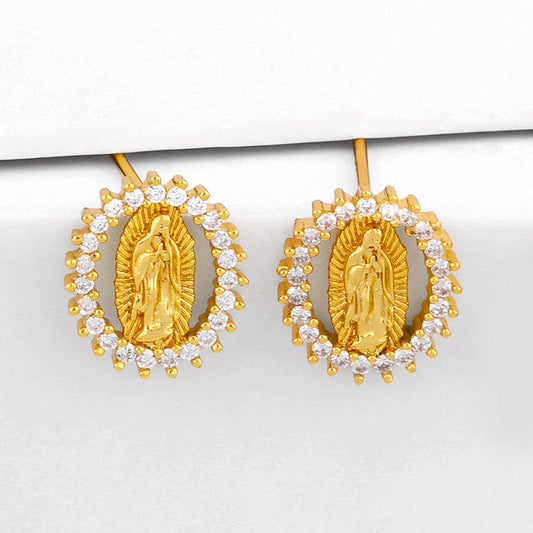 Stainless Steel Virgin Mary Earrings by Godisabove™