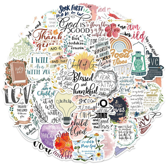 50 Jesus Phrases Bible Quotations Stickers