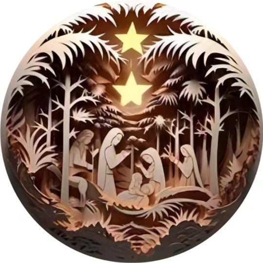 "Birth Of Christ" Disc Flat Ornaments Set For Christmas