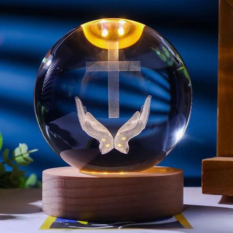 Handmade Cross Crystal Lamp (Lighting Base Included)