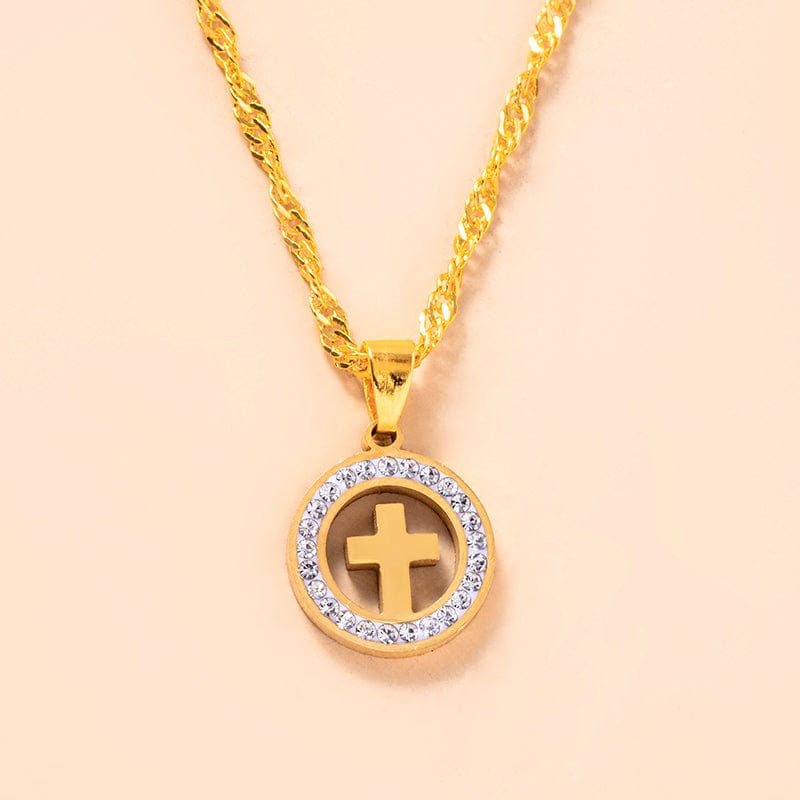 The Cross Necklace in Stainless Steel & Rhinestone by Godisabove™