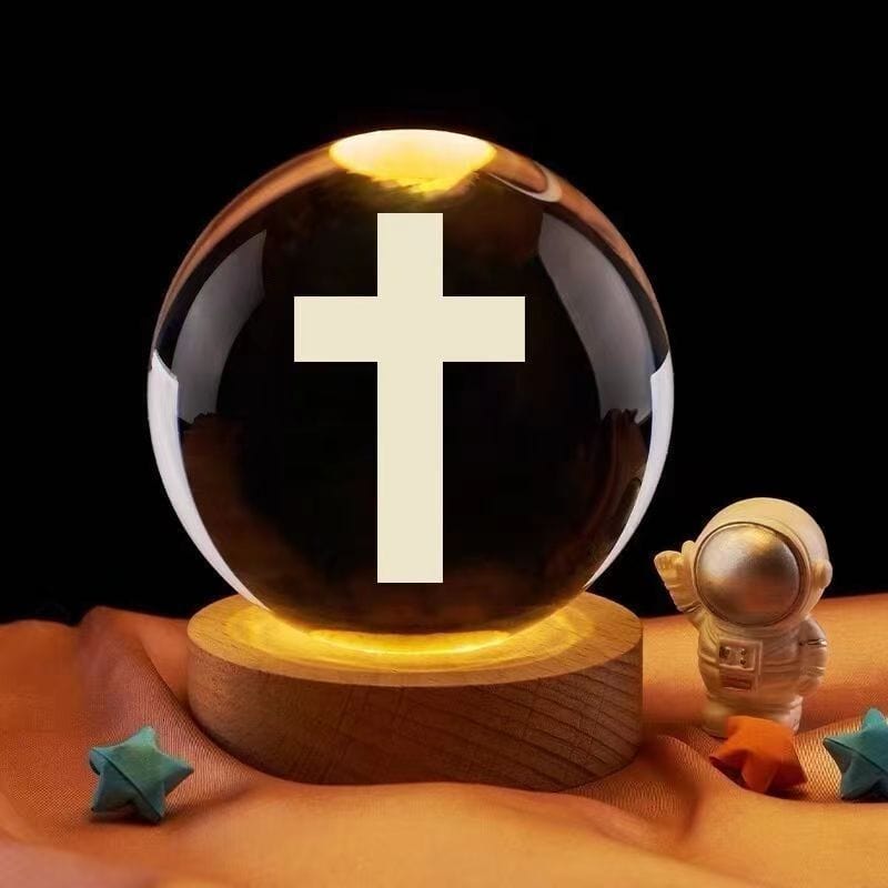 Handmade Cross Crystal Lamp (Lighting Base Included)