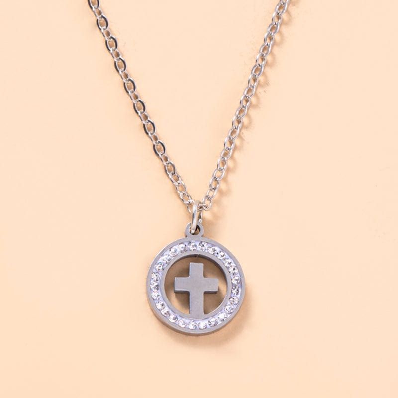 The Cross Necklace in Stainless Steel & Rhinestone by Godisabove™