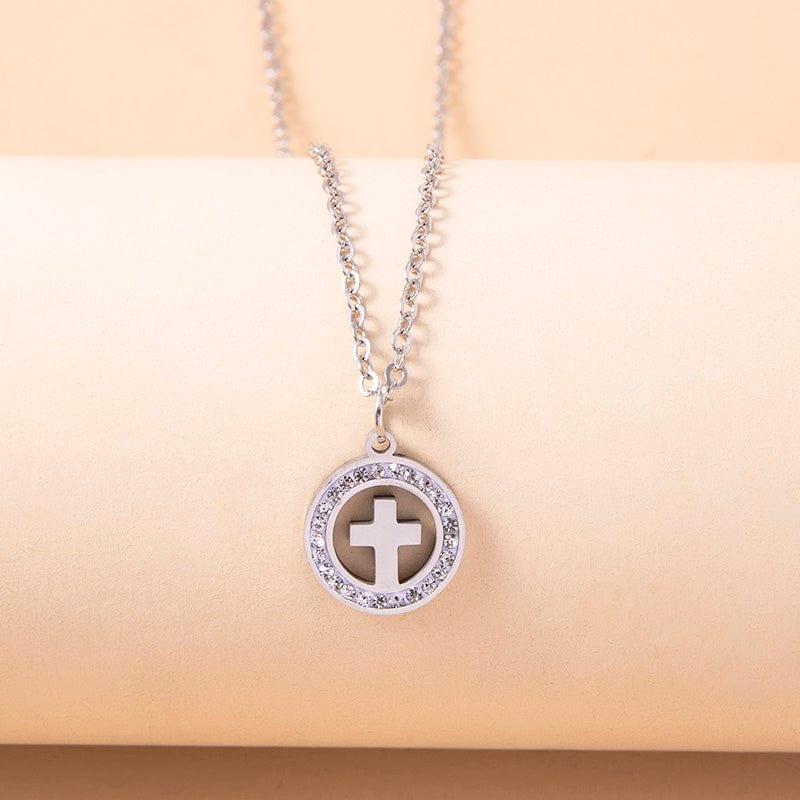 The Cross Necklace in Stainless Steel & Rhinestone by Godisabove™