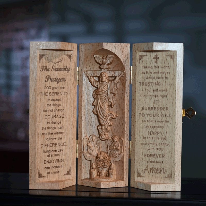 Jesus Three-Open Wooden Box Home Decor