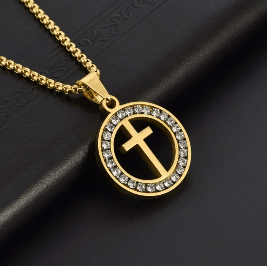 The Cross Necklace in Stainless Steel & Rhinestone by Godisabove™