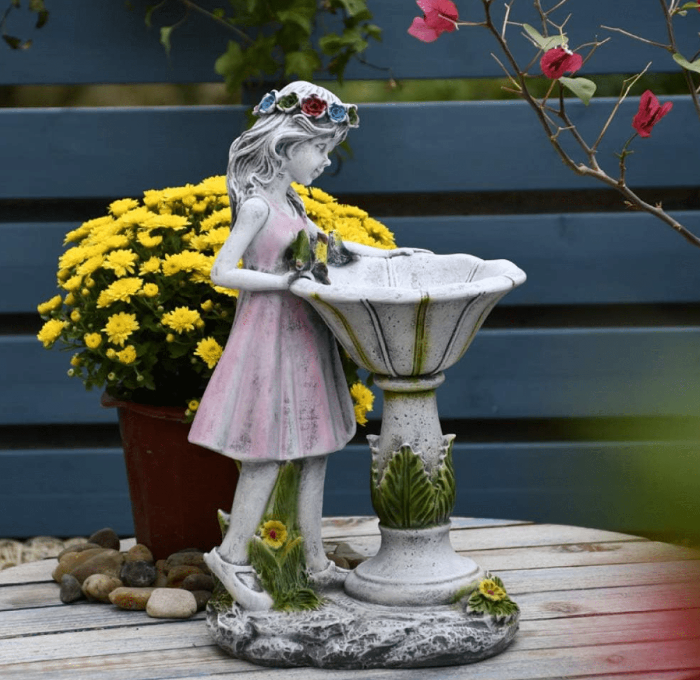 Garten Fee - Statue mit Solarstrom | Blumen Garten Dekoration