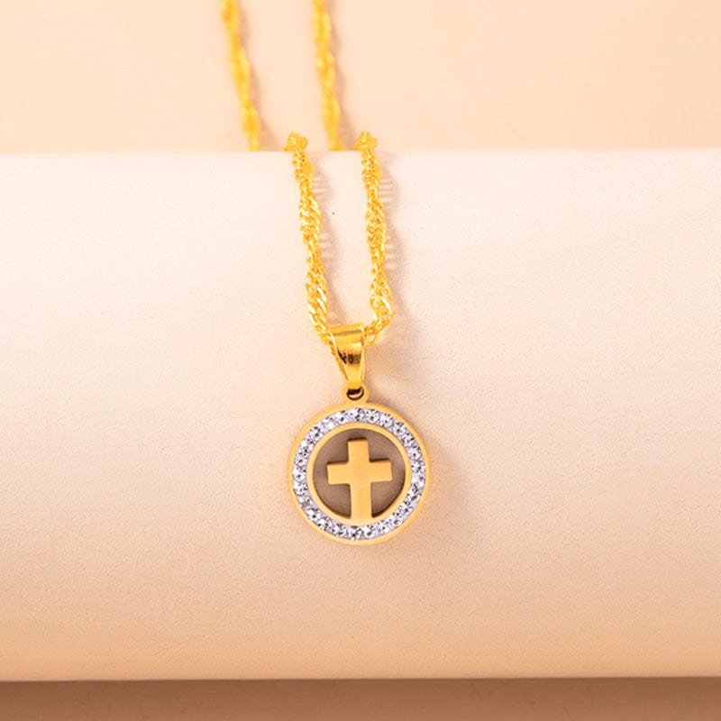 The Cross Necklace in Stainless Steel & Rhinestone by Godisabove™