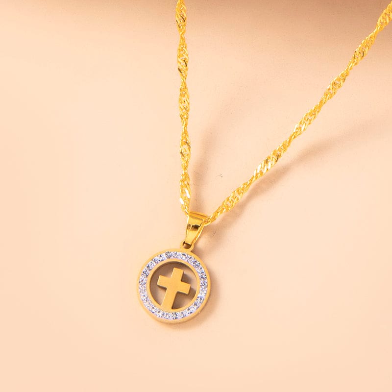 The Cross Necklace in Stainless Steel & Rhinestone by Godisabove™
