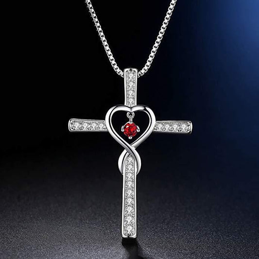 Handmade White Gold Plated & Zircon Cross Necklace by Godisabove™