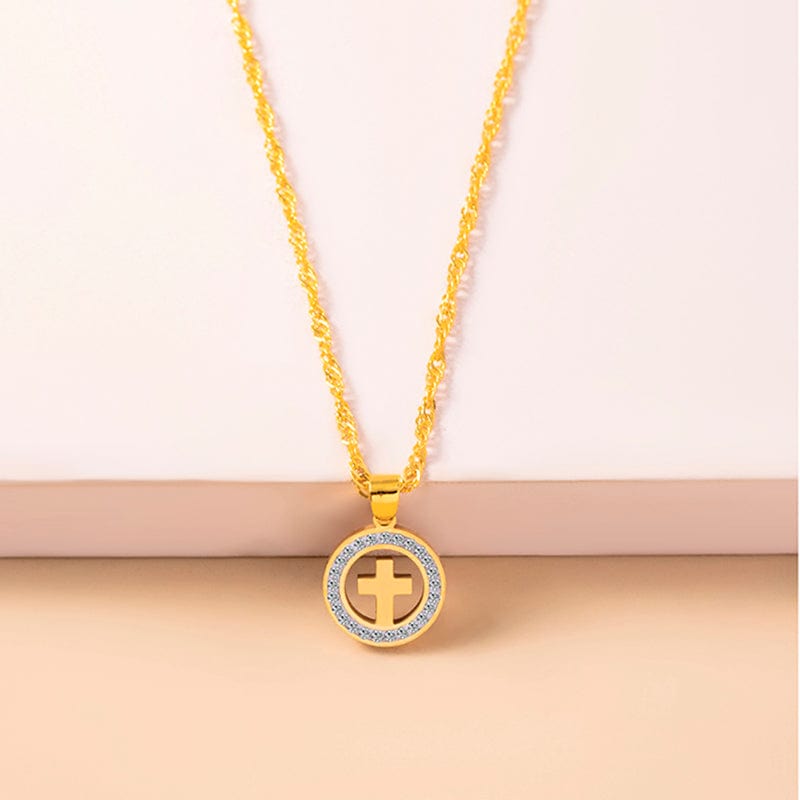 The Cross Necklace in Stainless Steel & Rhinestone by Godisabove™