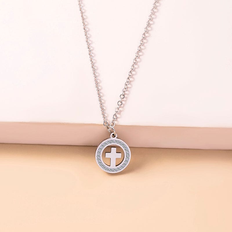 The Cross Necklace in Stainless Steel & Rhinestone by Godisabove™