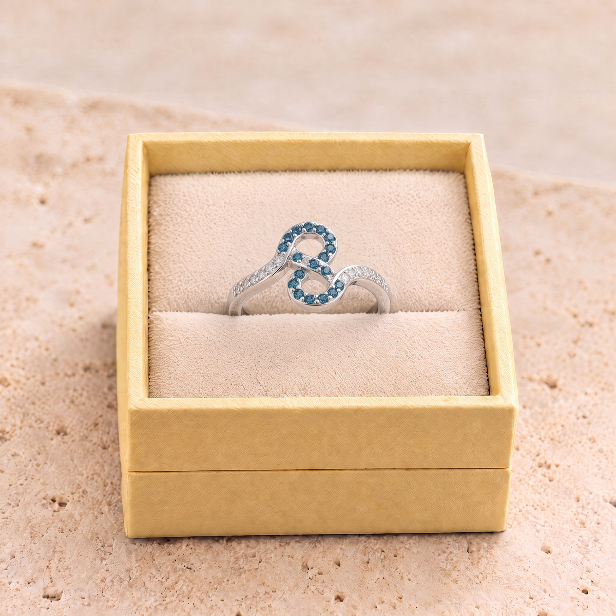 Blue Zircon Infinity Ring - Leah in gift box