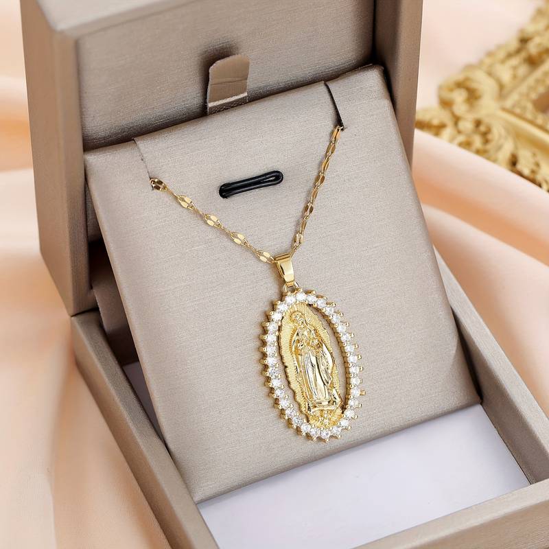 Zirkon verzierte 'Jungfrau Maria' Halskette von Godisabove™