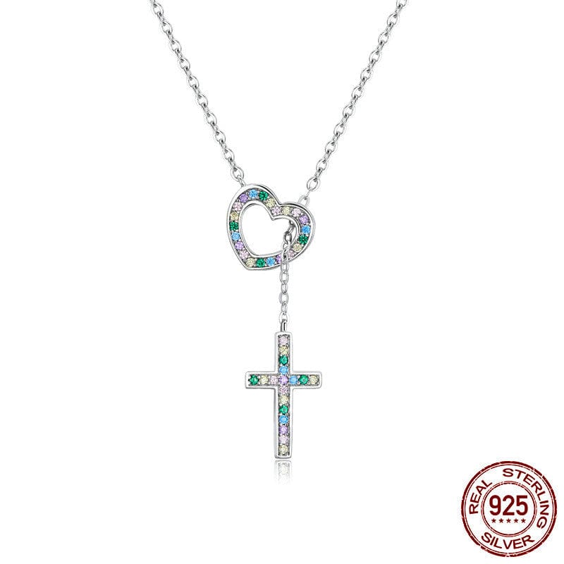 "HEART & CROSS" Handmade Christian Necklace in 925 Sterling Silver