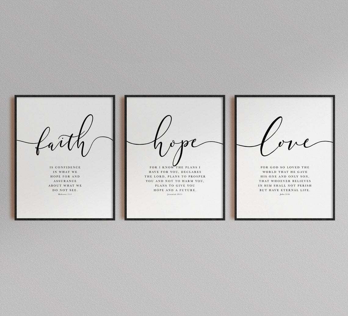 Handmade (Faith Hope Love) Bible Verse Canvas by Godisabove™