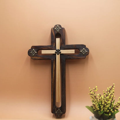 Handmade Christian Wall Cross - Crafted From Pine Wood