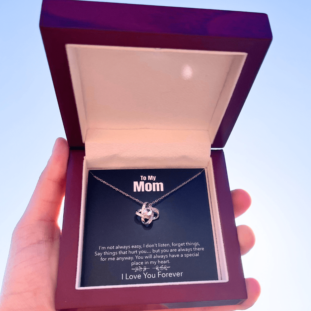 "To My Mom" Gift Necklace & I Love You Card