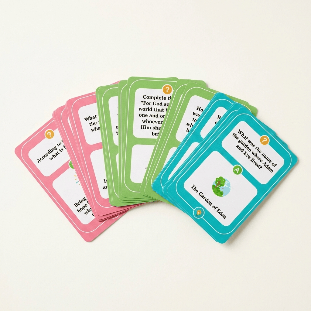 Who Taught Me The Bible? Game cards for kids (100+ Unique Questions)