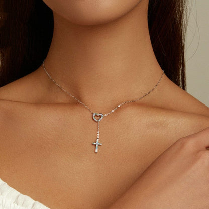 "HEART & CROSS" Handmade Christian Necklace in 925 Sterling Silver