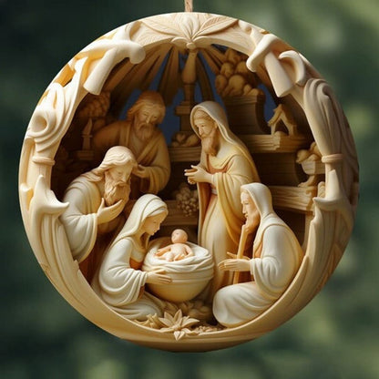 Handmade "Birth Of Christ" 3D Disc Ornaments For Christmas