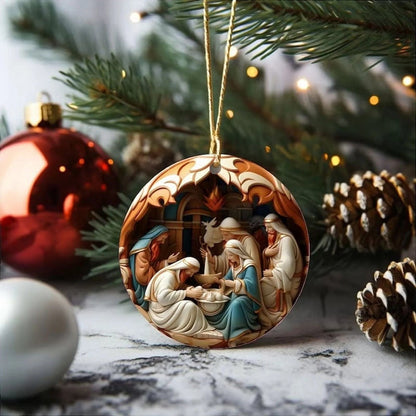 Handmade "Birth Of Christ" 3D Disc Ornaments For Christmas