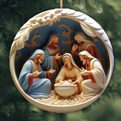 Handmade "Birth Of Christ" 3D Disc Ornaments For Christmas