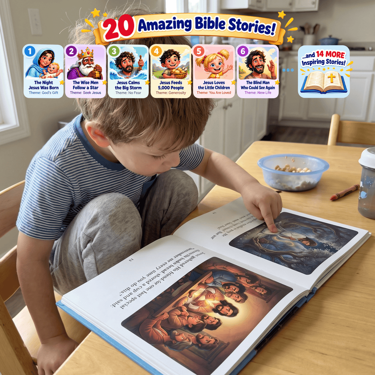 Little Light Bible Story Books - Complete 4 Book Set (Free Coloring Pages + Bible Stickers)