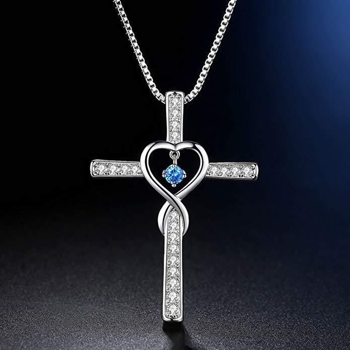 Handmade White Gold Plated & Zircon Cross Necklace by Godisabove™