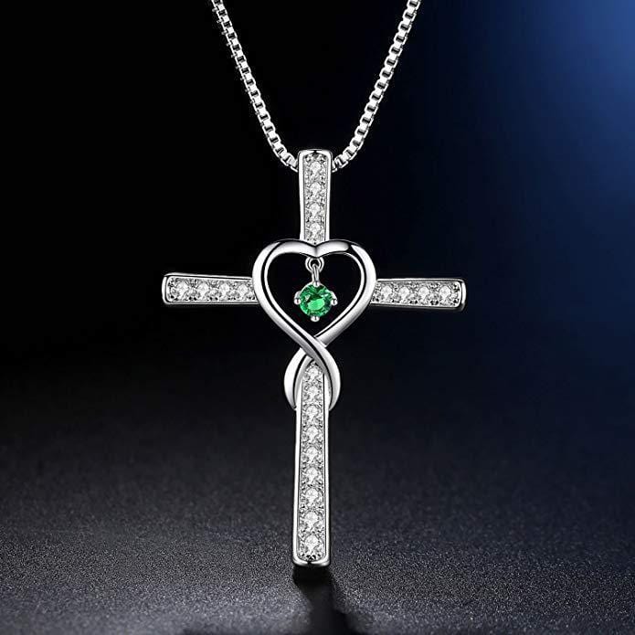 Handmade White Gold Plated & Zircon Cross Necklace by Godisabove™