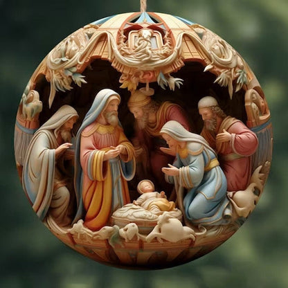 Handmade "Birth Of Christ" 3D Disc Ornaments For Christmas