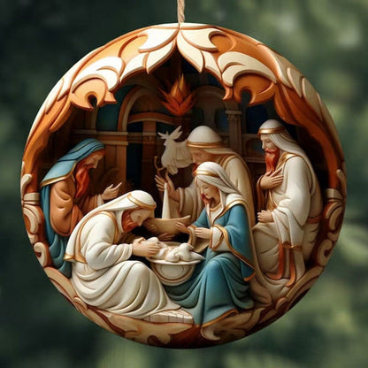 Handmade "Birth Of Christ" 3D Disc Ornaments For Christmas