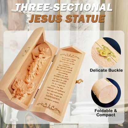 The Serenity Prayer - Openable Wooden Cylinder Sculpture of Jesus Christ