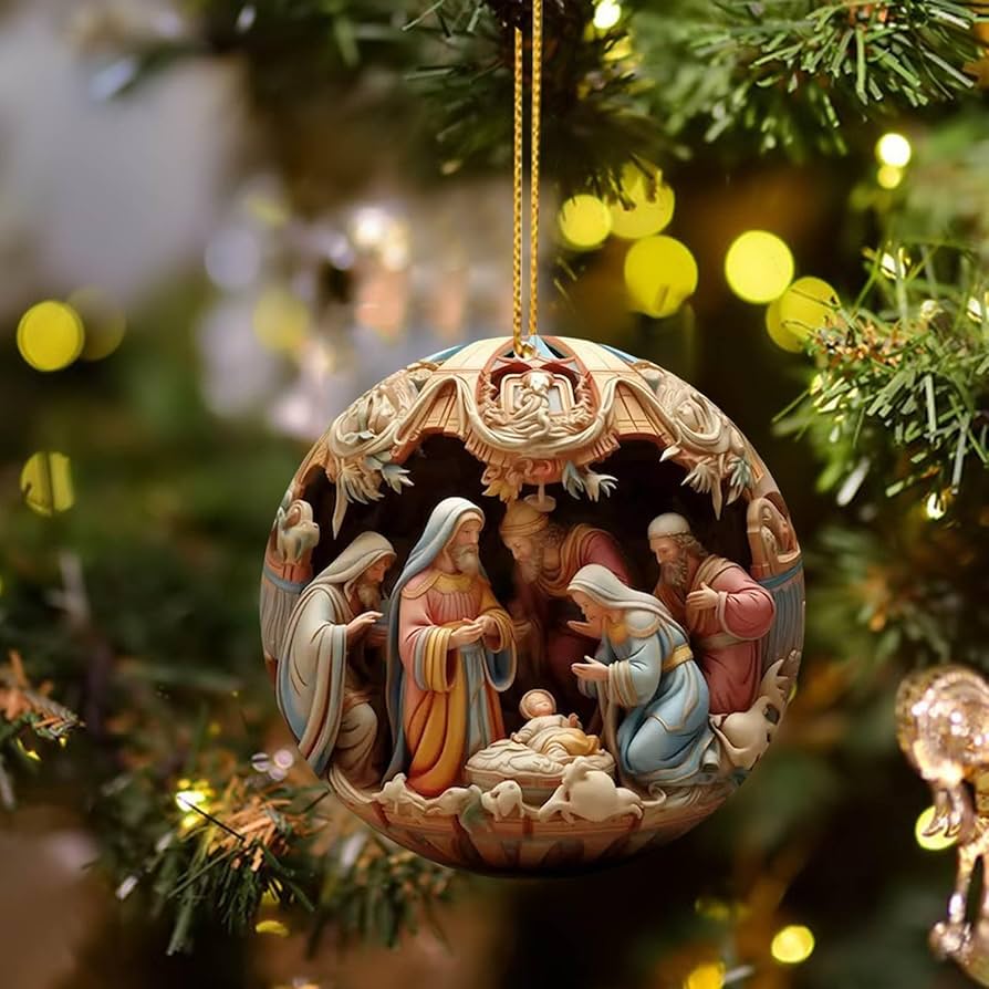 Handmade "Birth Of Christ" 3D Disc Ornaments For Christmas