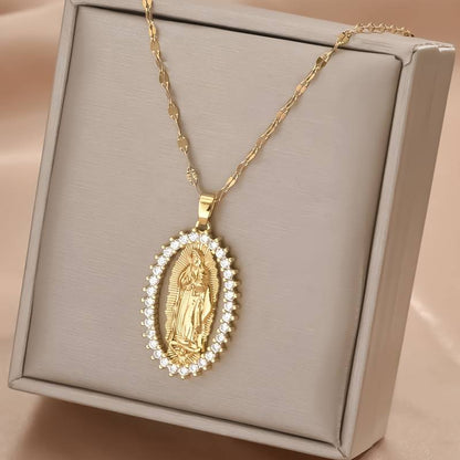 Zircon decorated 'Virgin Mary' Necklace by Godisabove™