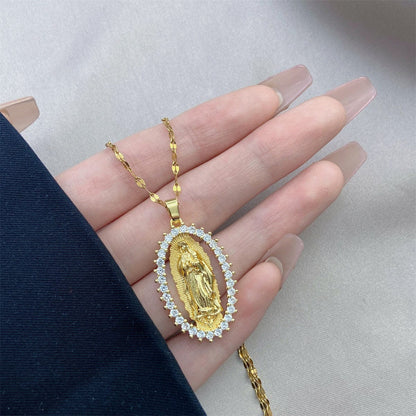 Zircon decorated 'Virgin Mary' Necklace by Godisabove™