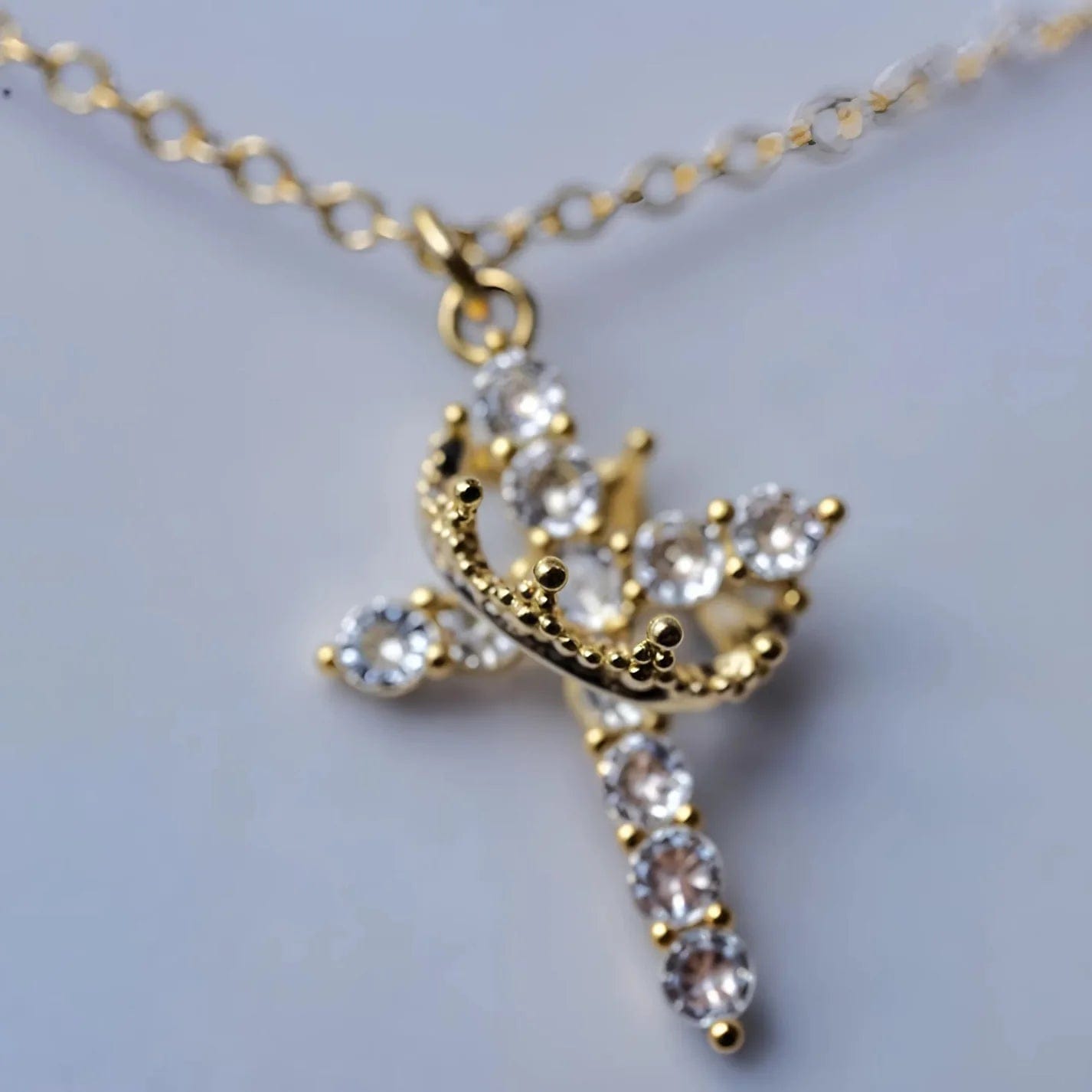 Handmade Cross & Crown Necklace (Comes in Christian Gift Pouch)