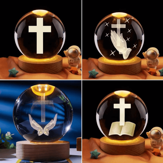 Handmade Cross Crystal Lamp (Lighting Base Included)