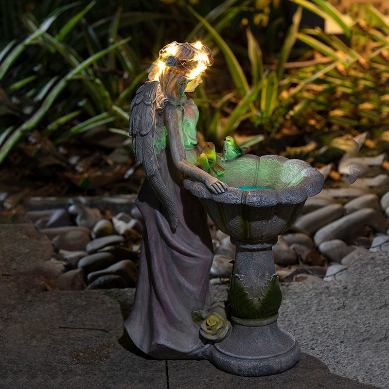 Handmade Glowing Resin Angel - Garden Decor with Solar Power