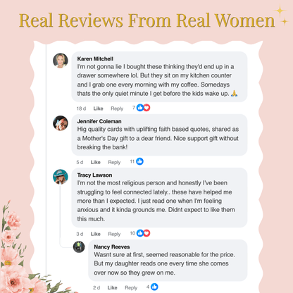 A promotional graphic with the headline 'Real Reviews From Real Women' at the top, showing several white review bubbles with customer testimonials on a pale pink background with floral corner accents.