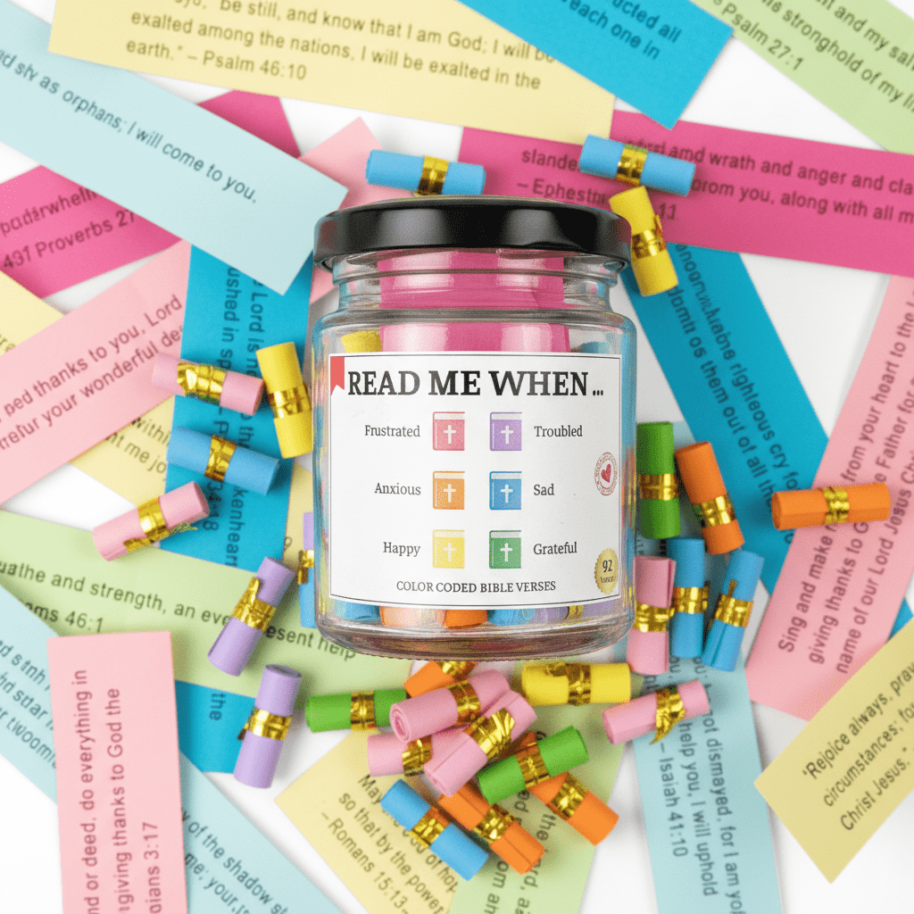 Hand Rolled 90 Day Bible Verses Jar (Comes With Christian Gift Box) (GIFTING OFFER)