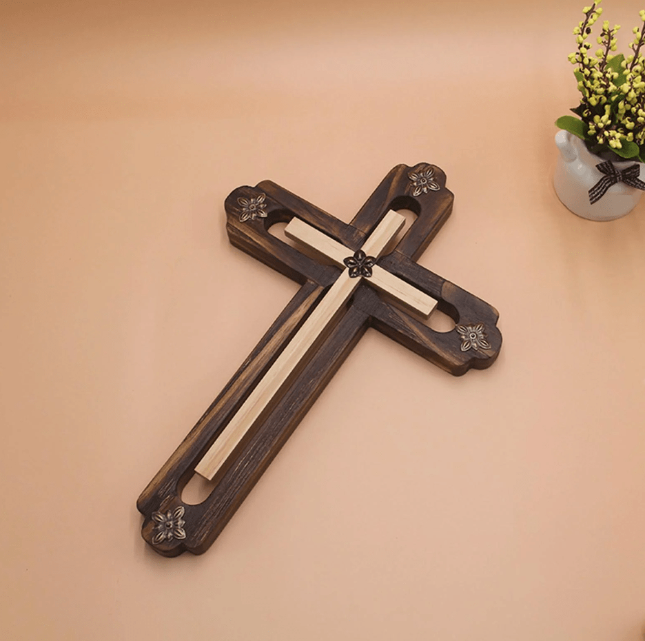 Handmade Christian Wall Cross - Crafted From Pine Wood