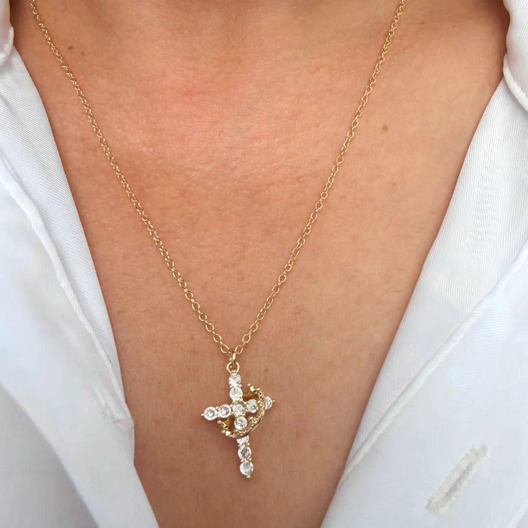 Handmade Cross & Crown Necklace (Comes in Christian Gift Pouch)