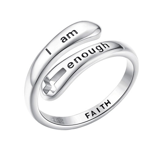 "I AM ENOUGH" Adjustable Ring in 925 Sterling Silver