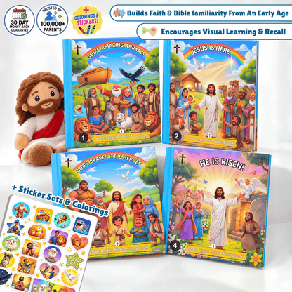 Little Light Bible Story Books - Complete 4 Book Set (Free Coloring Pages + Bible Stickers)