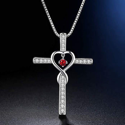 Handmade White Gold Plated & Zircon Cross Necklace by Godisabove™