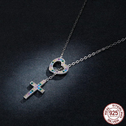 "HEART & CROSS" Handmade Christian Necklace in 925 Sterling Silver