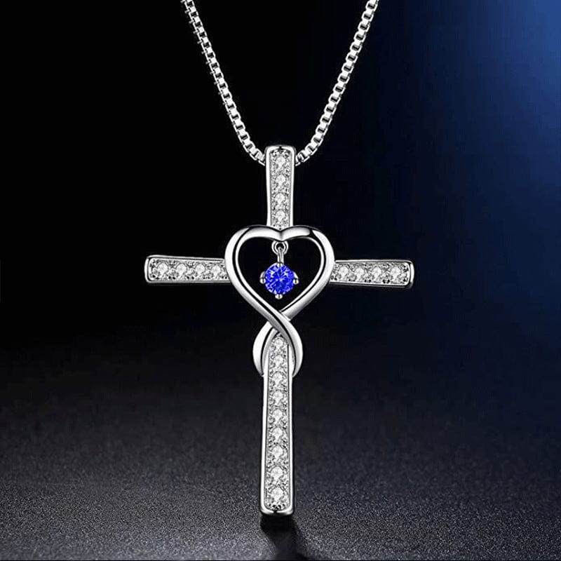 Handmade White Gold Plated & Zircon Cross Necklace by Godisabove™