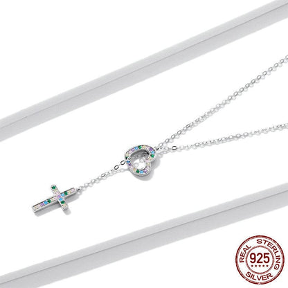 "HEART & CROSS" Handmade Christian Necklace in 925 Sterling Silver